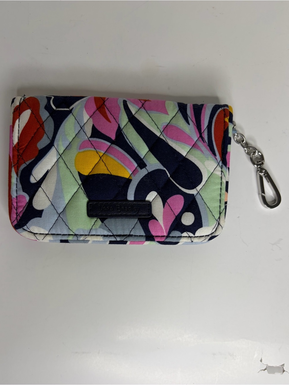 Vera Bradley Quilted Phone Wallet in Navy, Pink, Yellow & Green
